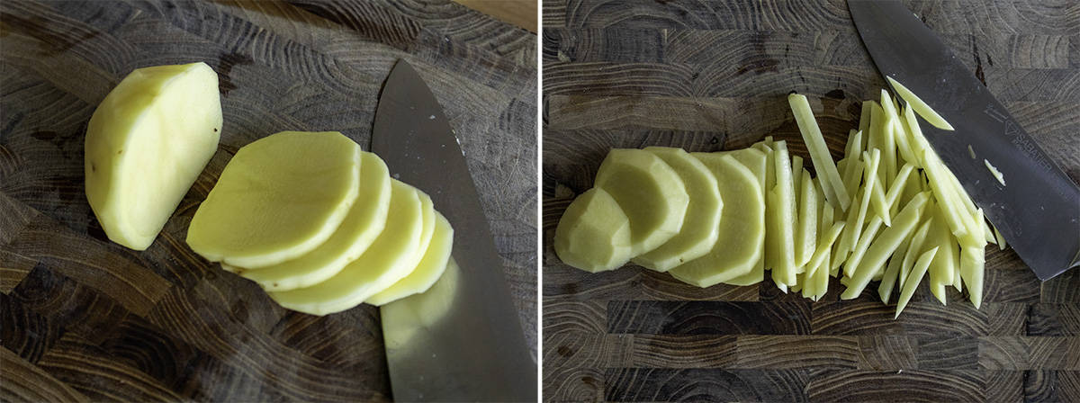 Aardappelen Snijden voor Koreaanse Gebakken Aardappelen (Gamja Bokkeum)