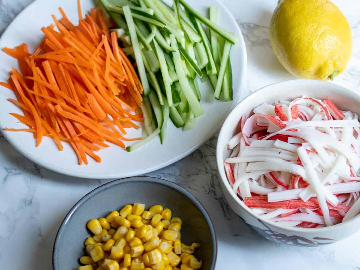 Ingrediënten voor Krab Salade