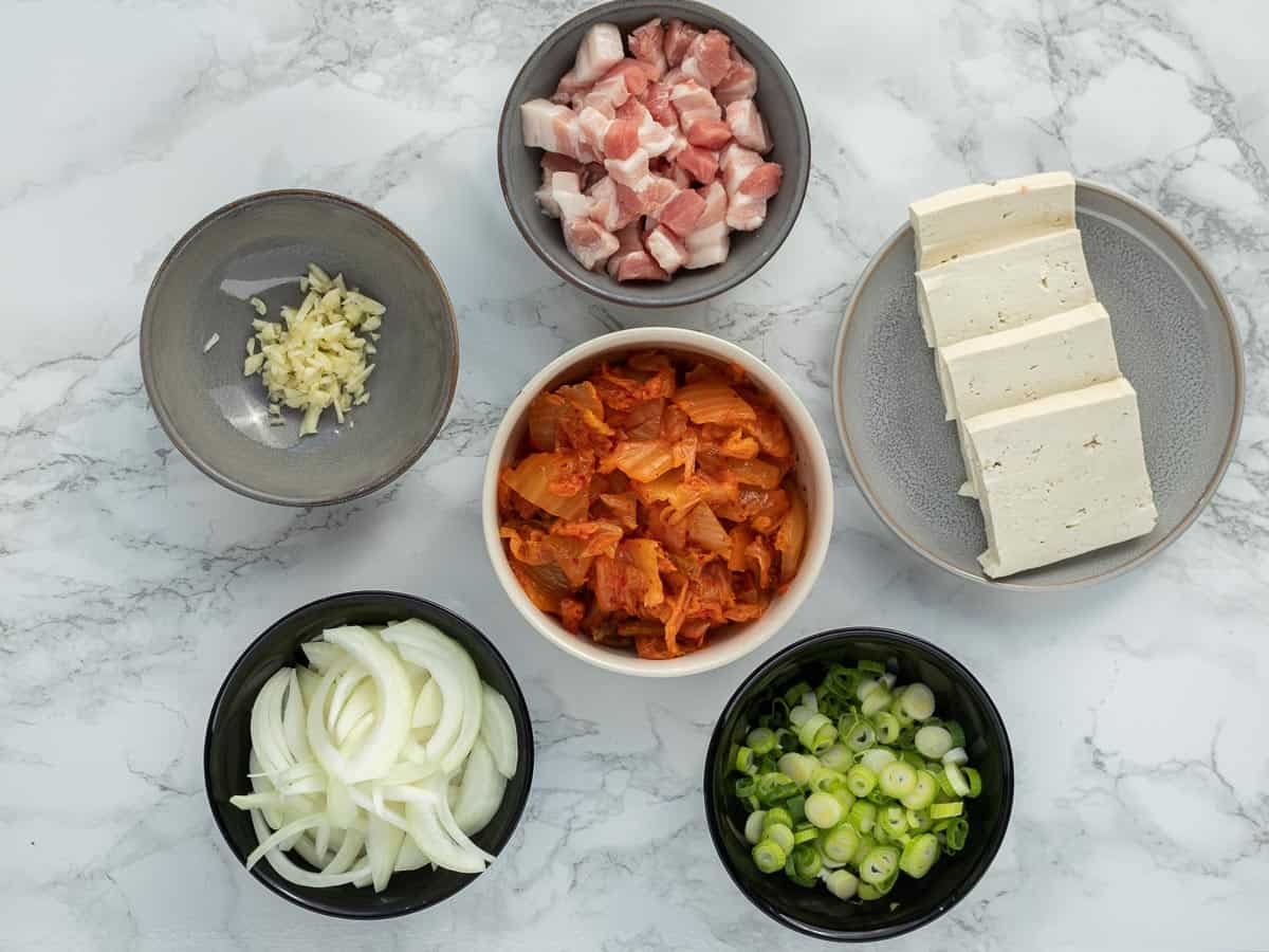 Ingrediënten voor Kimchi Stoofpot