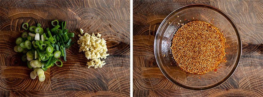 Dressing maken voor Pittige Komkommersalade (Oi Muchim)