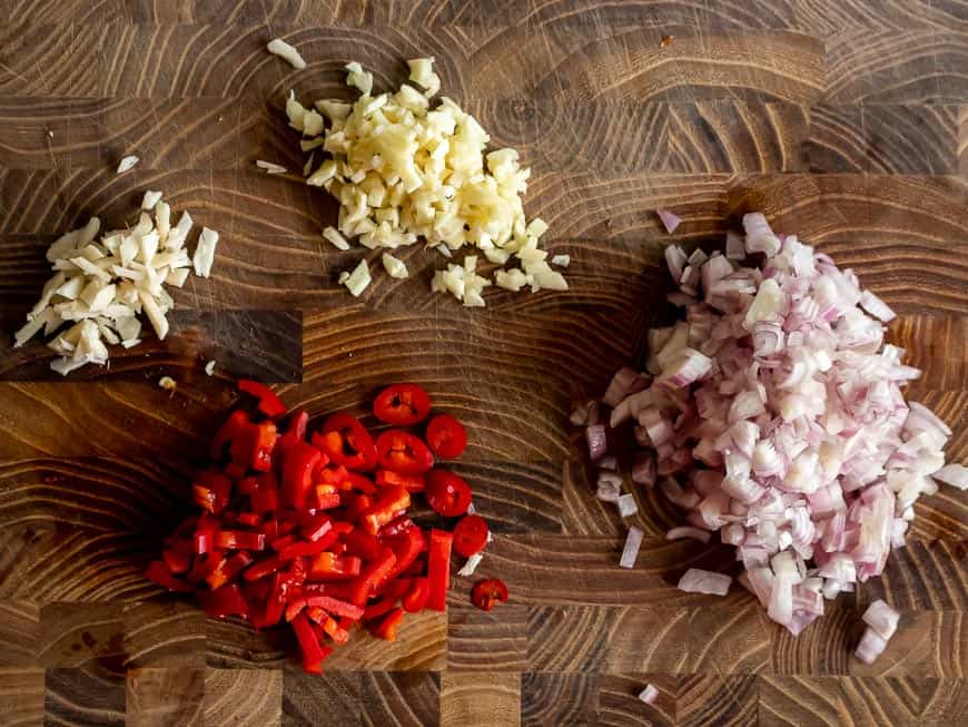 Ingrediënten voor Sambal Goreng Tempeh