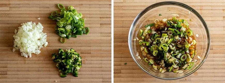 Dipsaus maken voor Gamjajeon (Aardappel Pannenkoek)