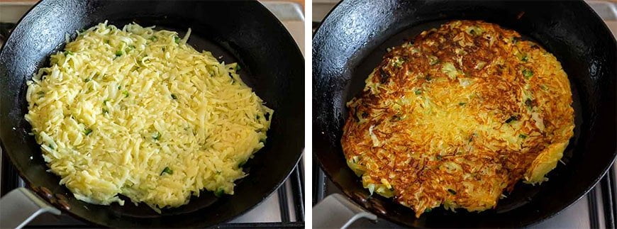 Gamjajeon (Aardappel Pannenkoek) bakken