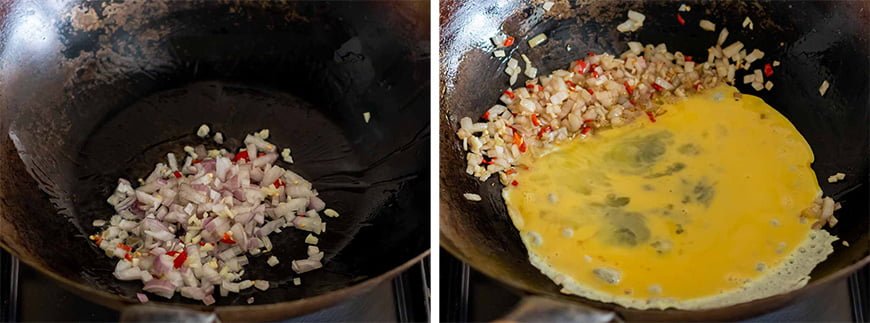 Ei bakken voor Khao Pad